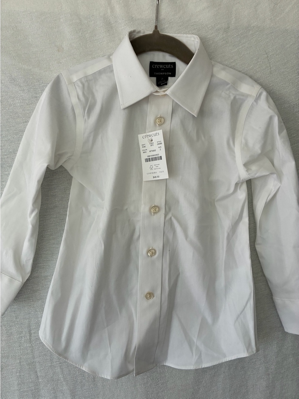 Crewcuts Boys' White Button-Up Dress Shirt Oxford size 2 NWT